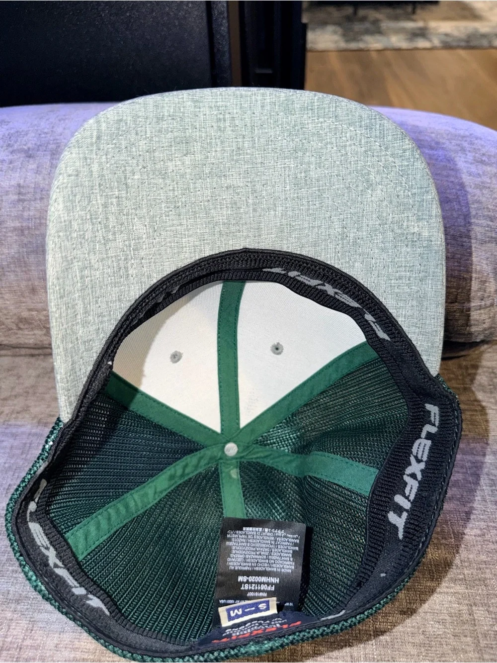 Hurley Flexfit Trucker Hat Heather Gray Green Mesh S/M Stretch Fit Cap
